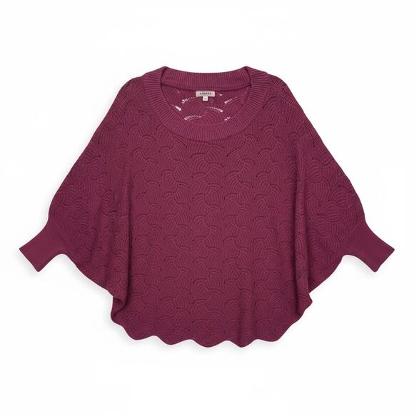 ANDREE BY UNIT Women's Sweater SCALLOPED HEM Dolman Sleeve PINK Size LARGE - Picture 1 of 5
